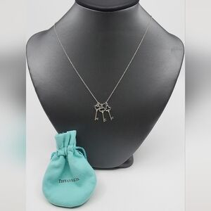 Tiffany & CO 925 Silver Triple Mini Keys Necklace.
